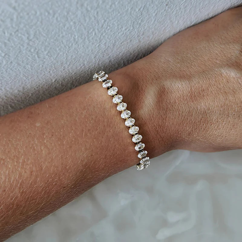 Gold-Plated Crystal Tennis Bracelet